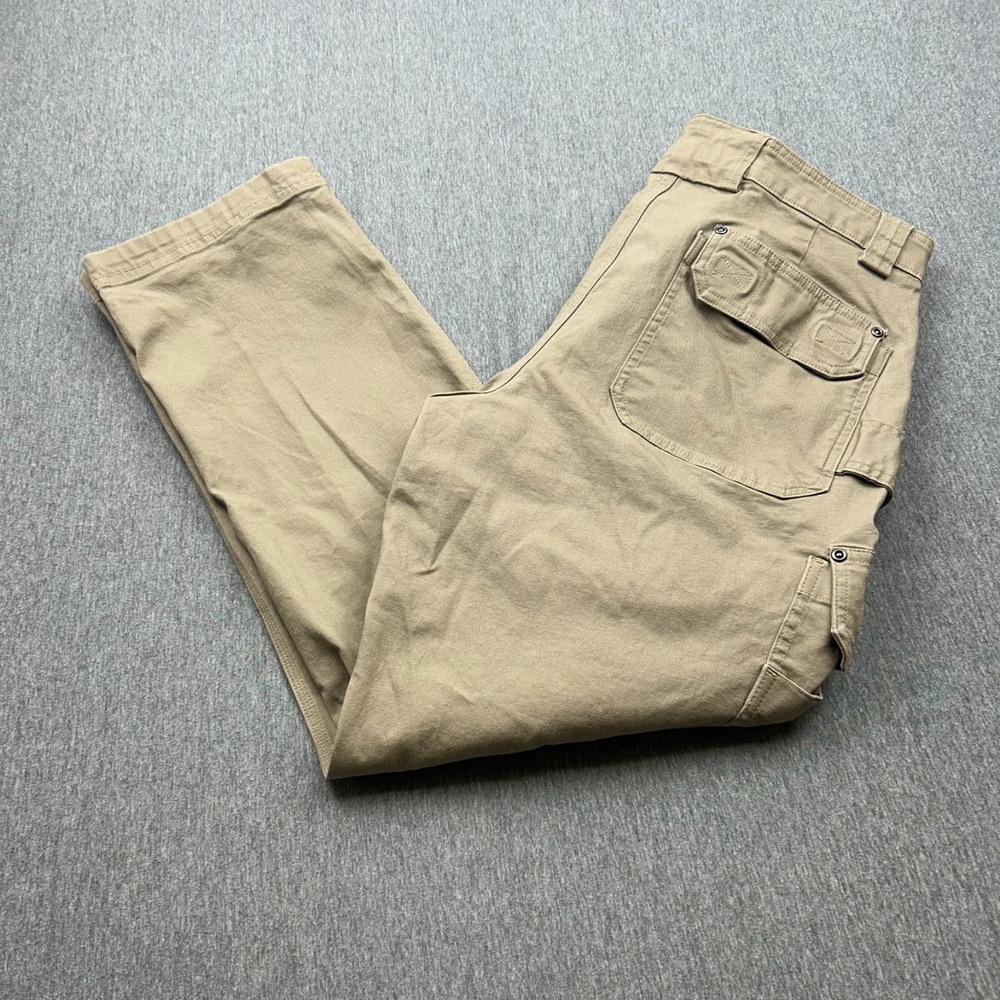 Duluth Trading Flex Fire Hose Slim Fit Cargo Pants Mens 38x30 (36x29) Khaki